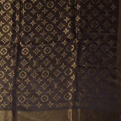 Louis Vuitton Silk Lurex Wool Monogram Shine Shawl Brown 1 of 5