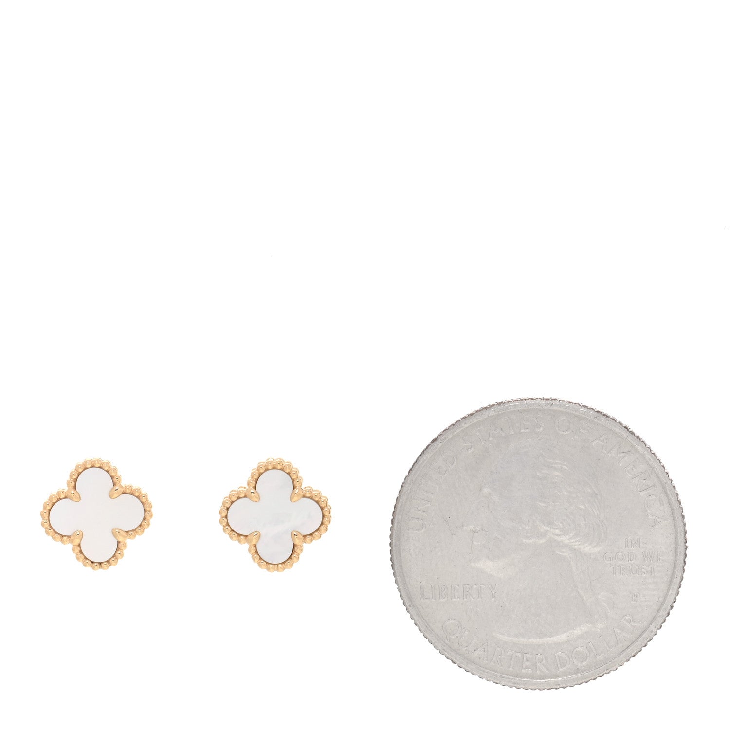 Van Cleef & Arpels 18K Yellow Gold Mother of Pearl Sweet Alhambra Earrings 2 of 4