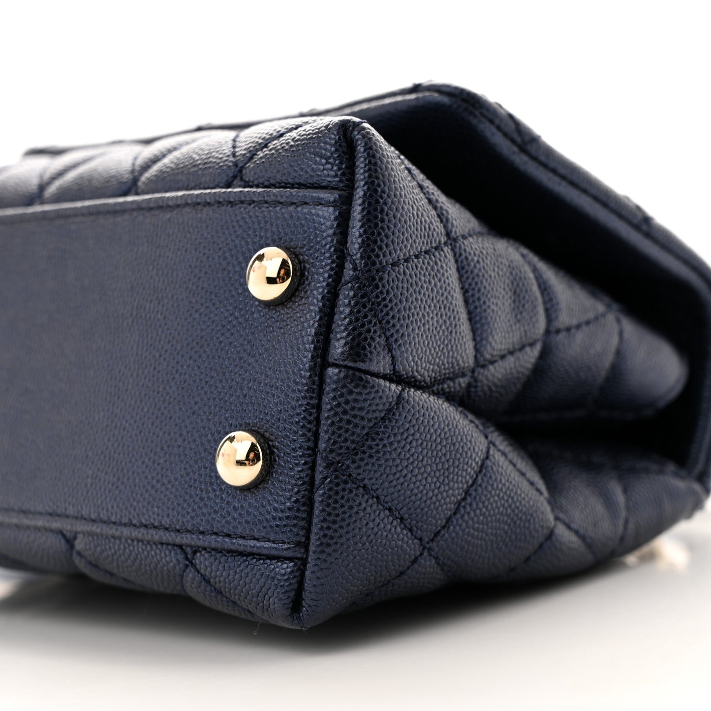 Iridescent Caviar Quilted Extra Mini Coco Handle Flap Dark Blue