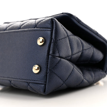 Chanel Iridescent Caviar Quilted Extra Mini Coco Handle Flap Dark Blue 10 of 11