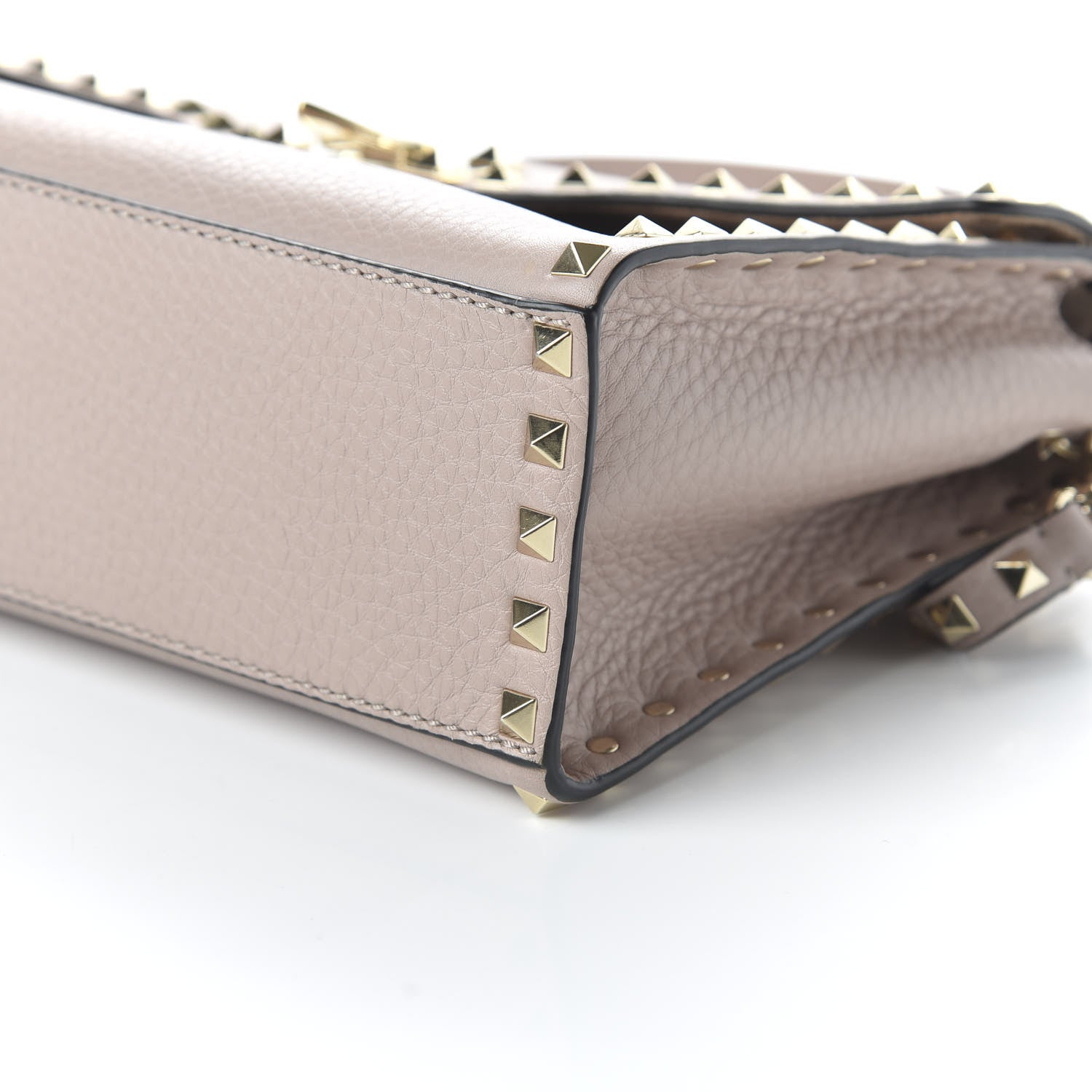 Valentino Garavani Pebbled Calfskin Small Rockstud Single Handle Flap Bag Poudre 7 of 9