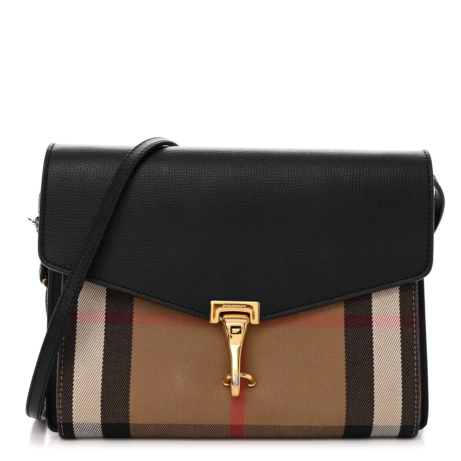 Burberry Derby Calfskin House Check Small Macken Crossbody Bag Black 1 of 13