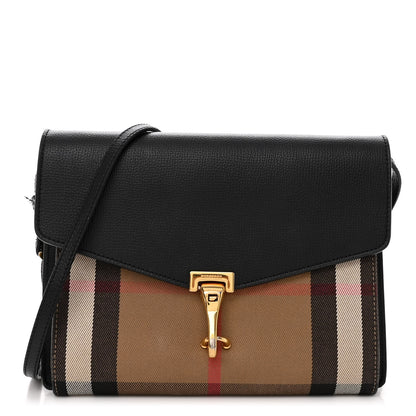 Burberry Derby Calfskin House Check Small Macken Crossbody Bag Black 1 of 13