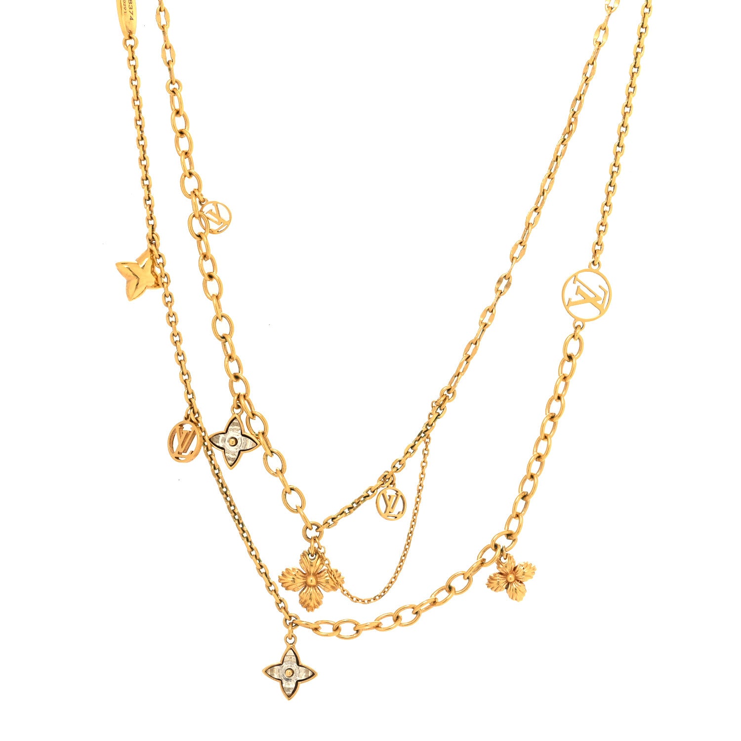 Louis Vuitton Metal Blooming Strass Necklace Gold 1 of 7