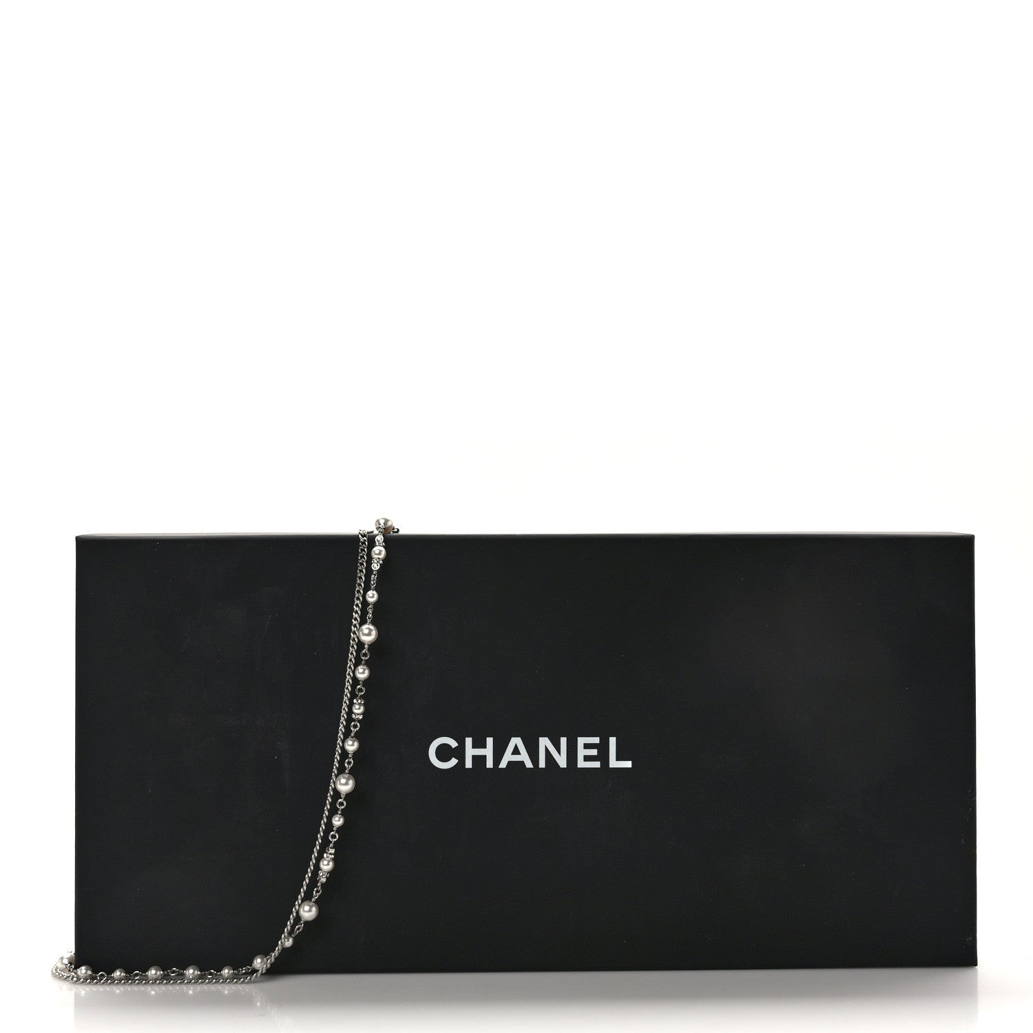 Chanel Pearl Crystal Strand CC Long Necklace Silver 6 of 6