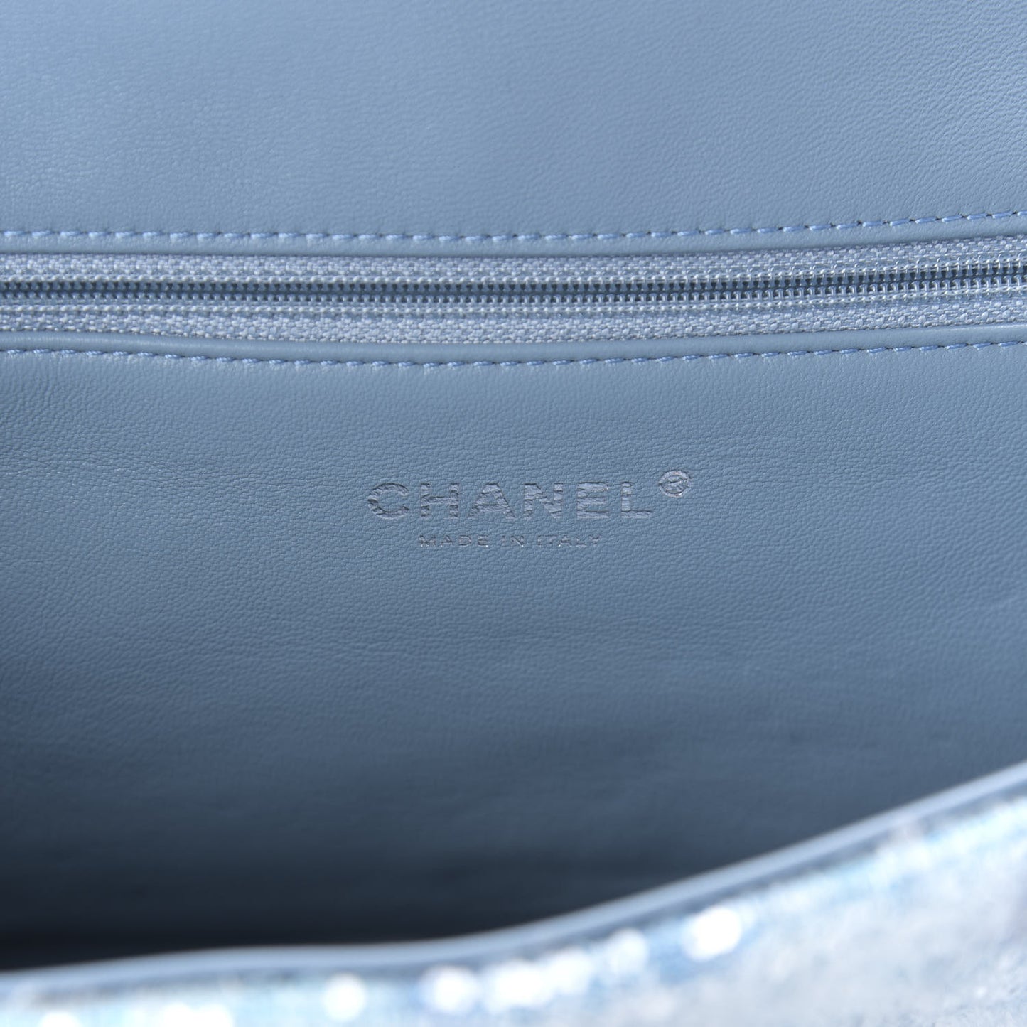 Sequin Large Waterfall Flap Light Blue