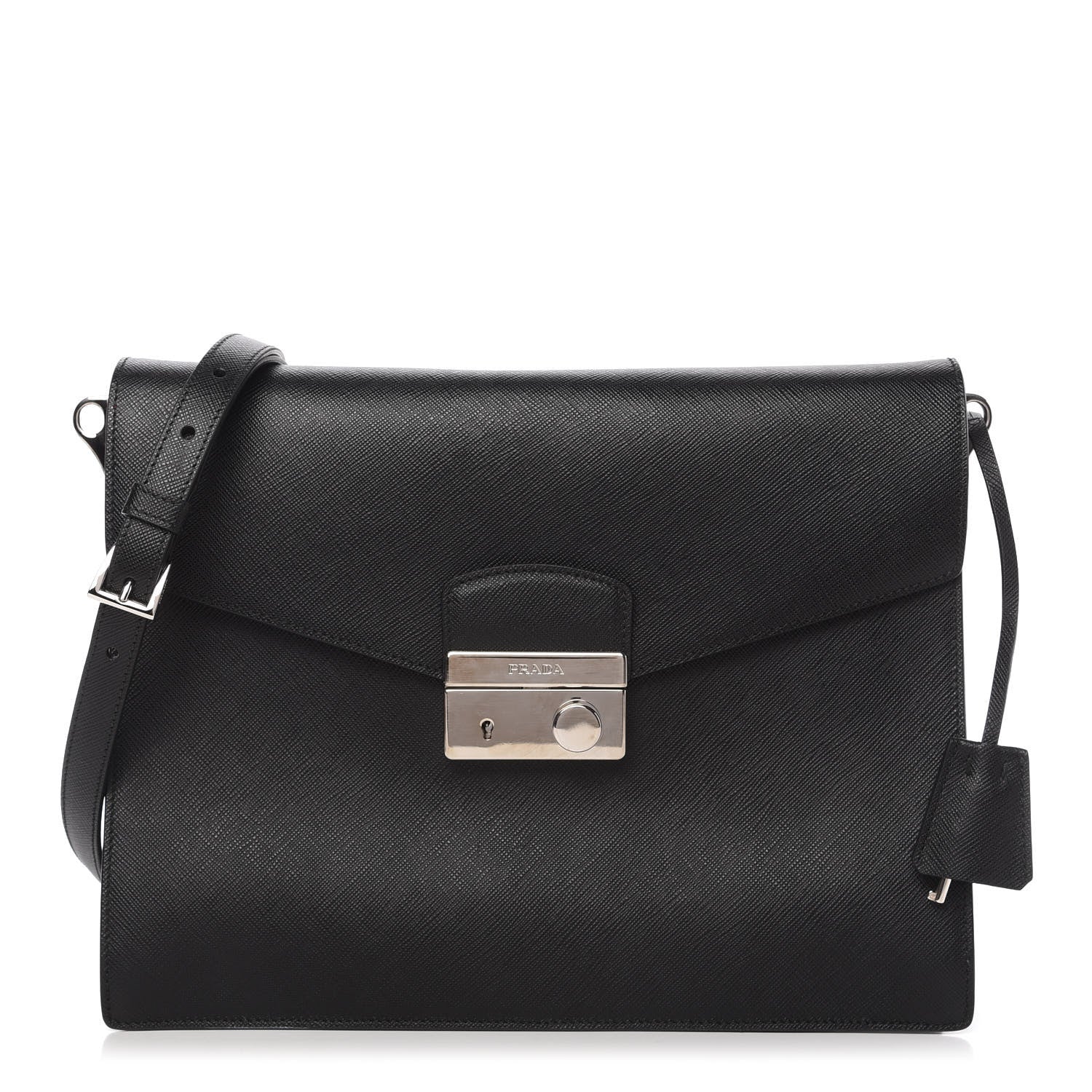 Prada Saffiano Lux Top Handle Flap Black 1 of 11