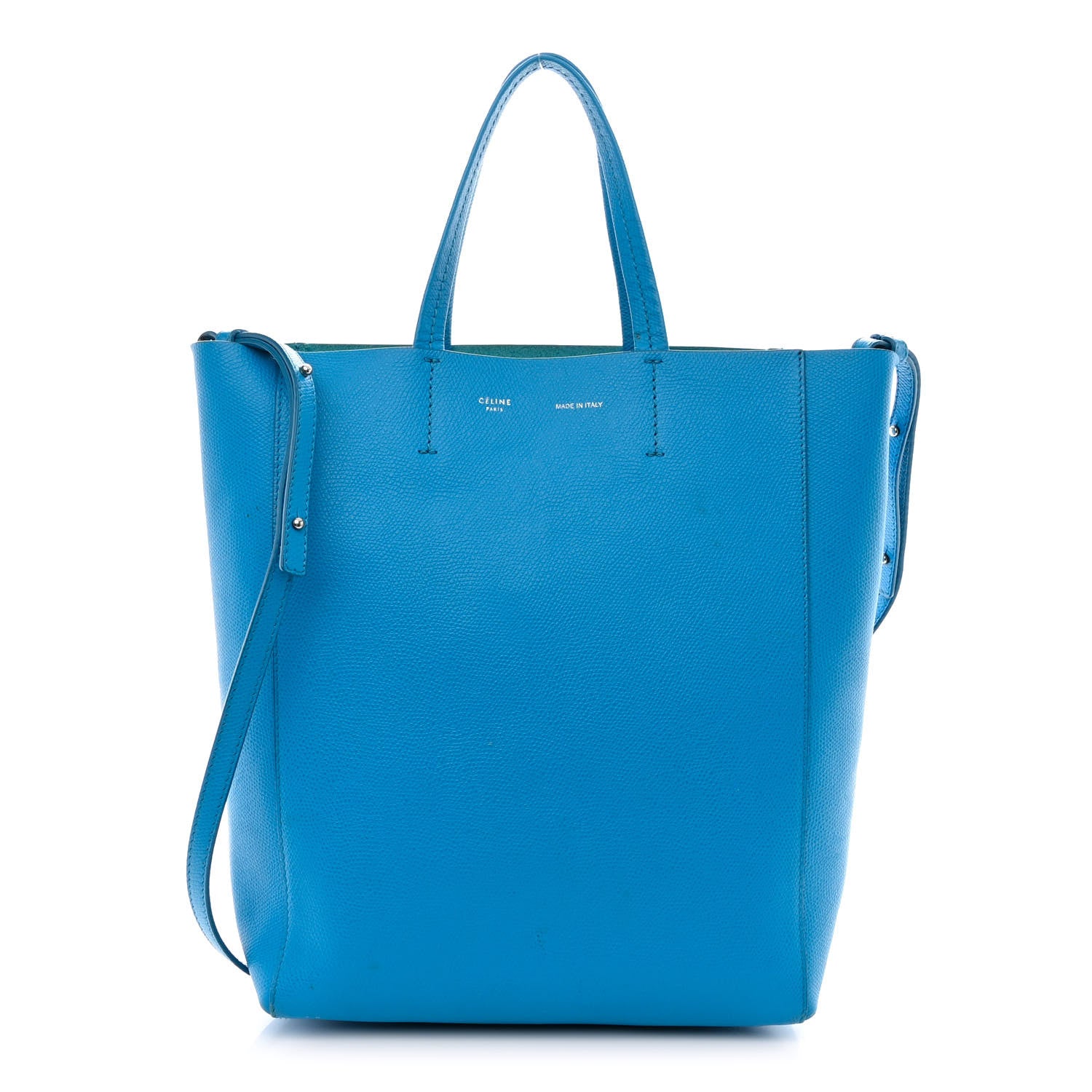 Celine Grained Calfskin Small Vertical Cabas Turquoise 1 of 11