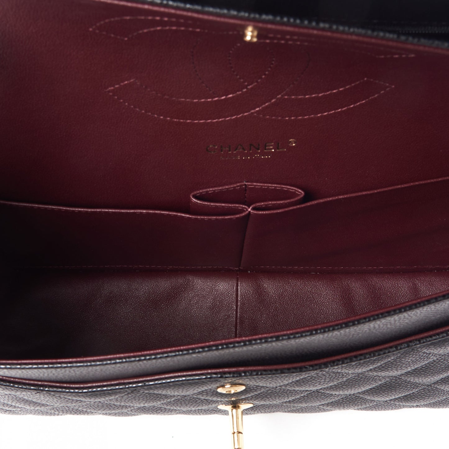 Caviar Quilted Jumbo Double Flap Black