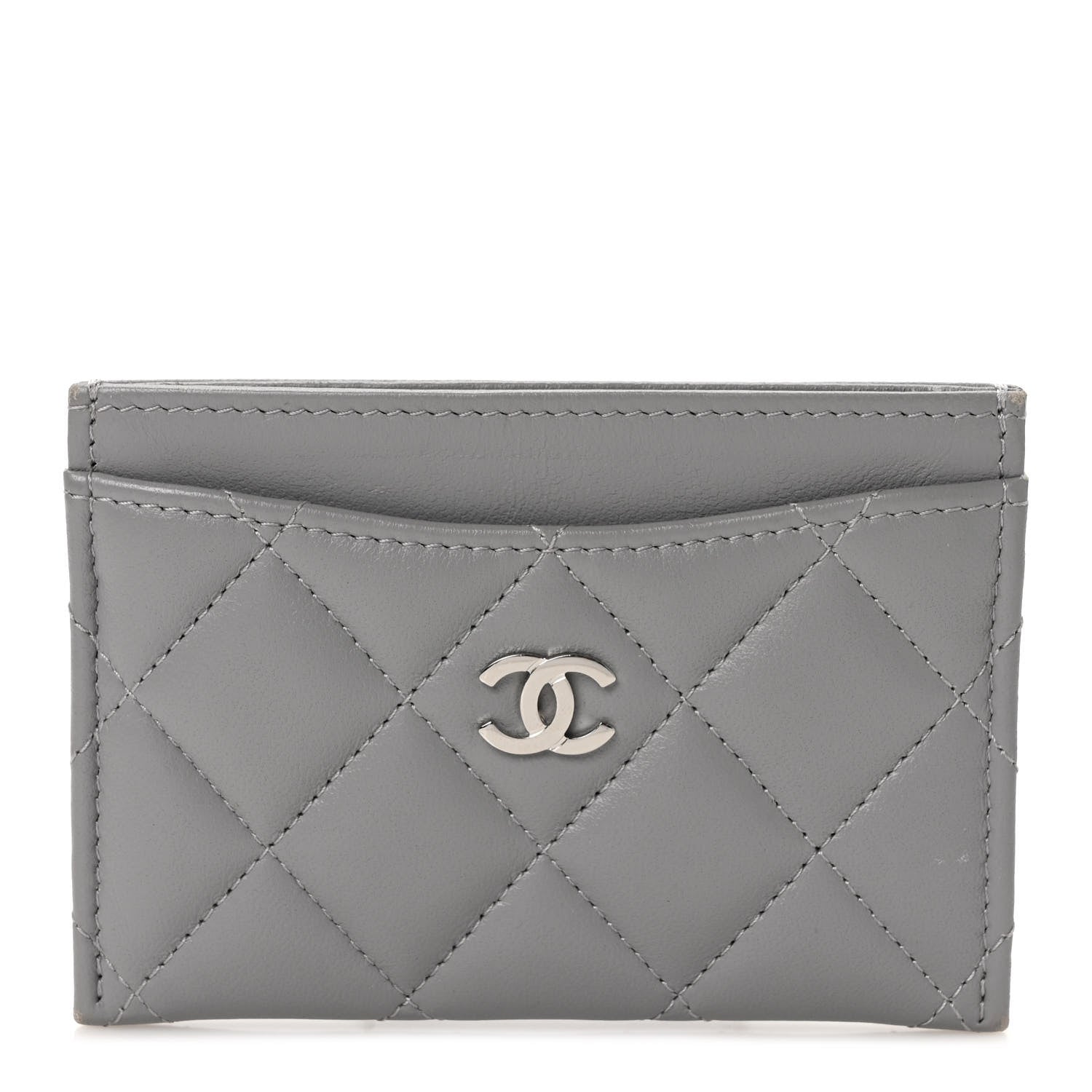 Chanel Lambskin Quilted Card Holder Grey 1 of 7
