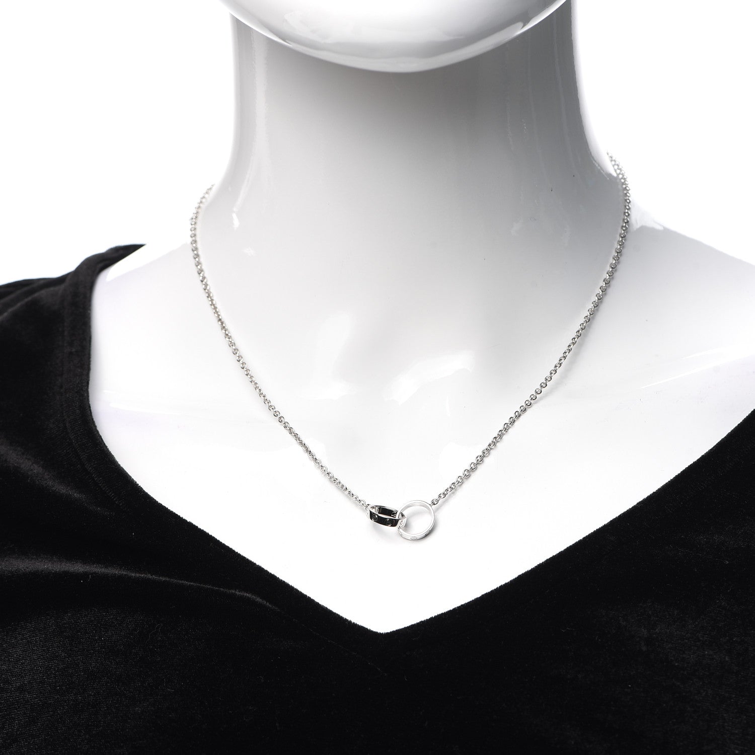 Cartier 18K White Gold Interlocking LOVE Necklace 2 of 4