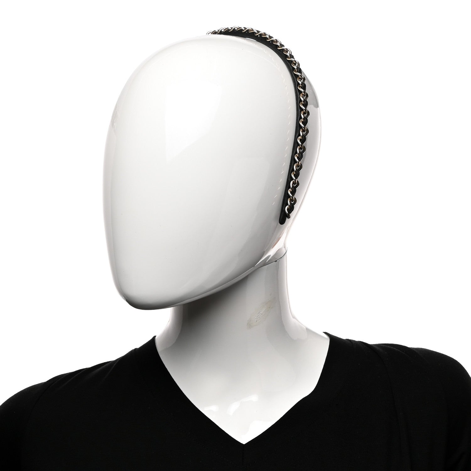 Chanel Metal Lambskin CC Turnlock Chain Headband Gold Black 2 of 4
