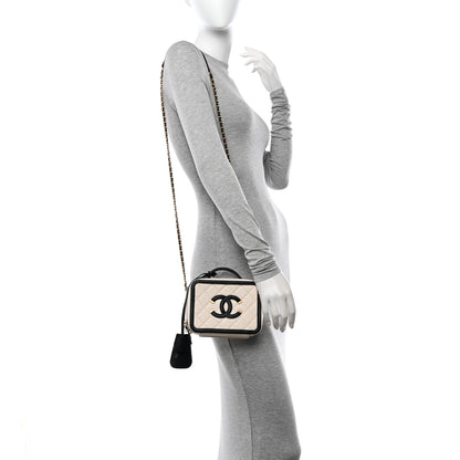 Chanel Caviar Quilted Small CC Filigree Vanity Case White Black 2 of 12
