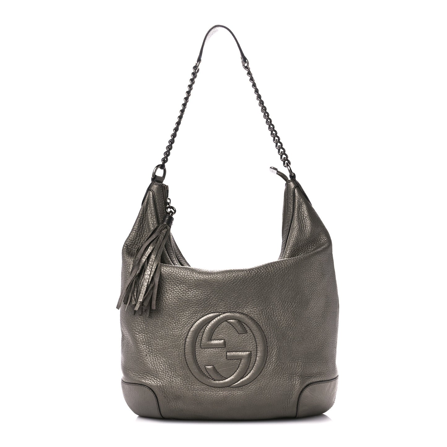Metallic Pebbled Calfskin Medium Soho Chain Hobo Sasso