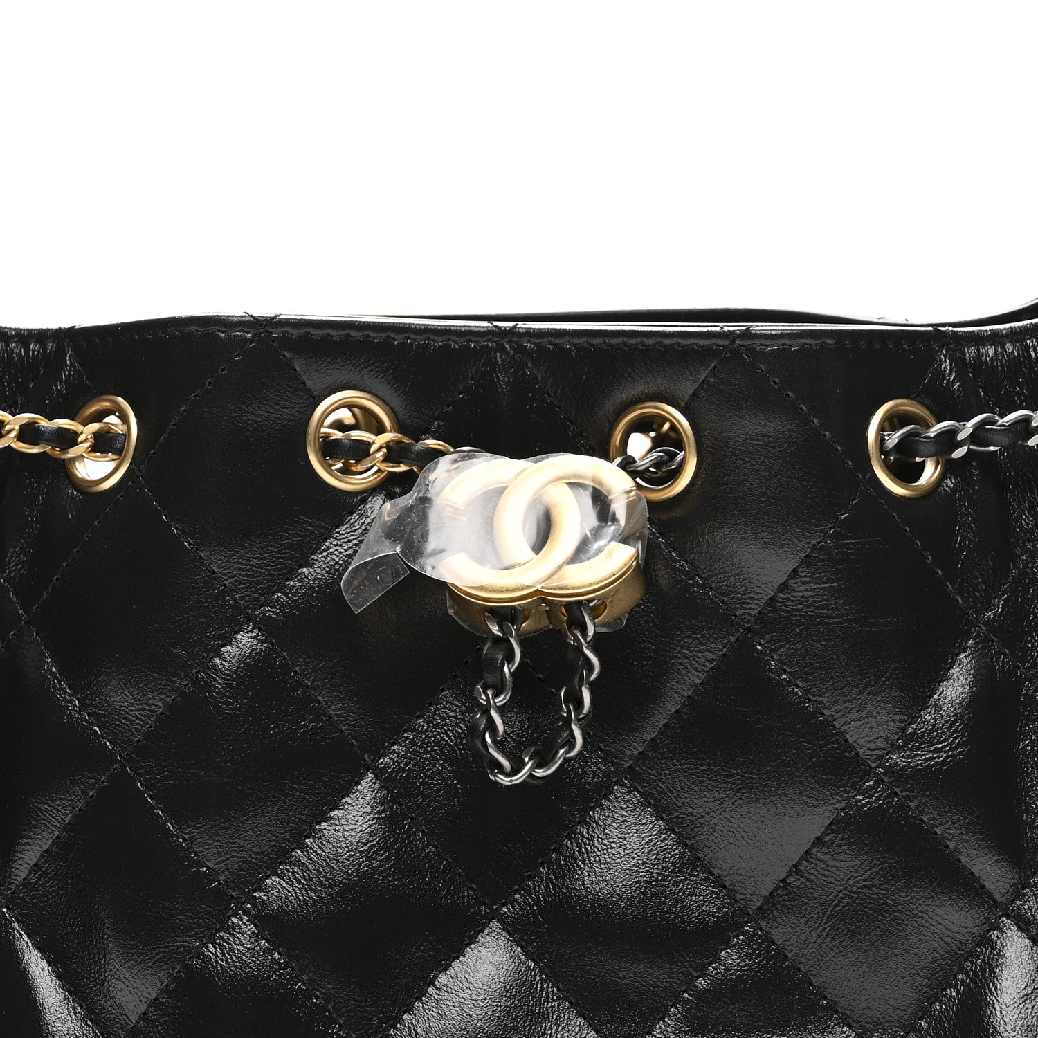 Chanel Shiny Crumpled Quilted Mini Chanel 25 Handbag Black 8 of 11