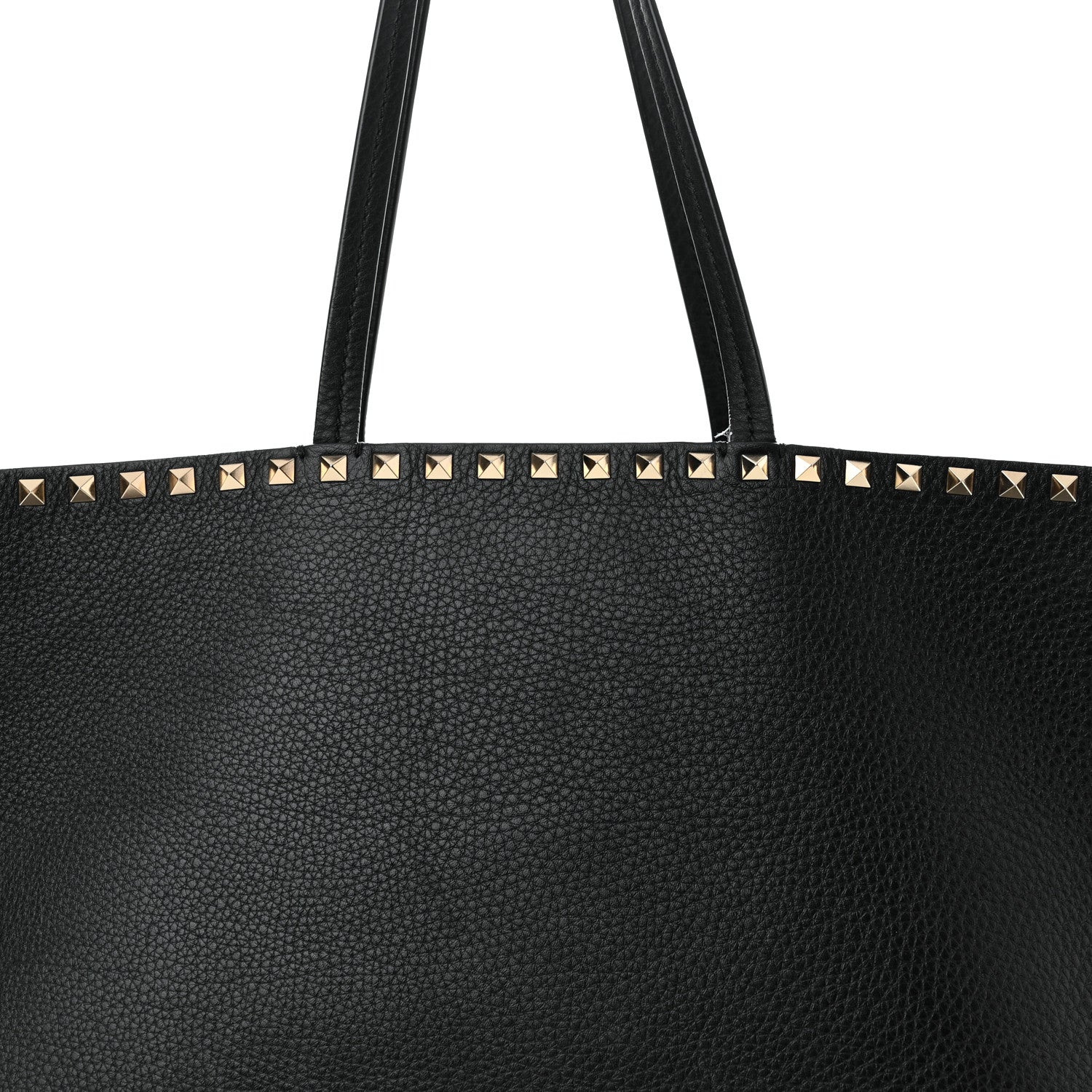Valentino Garavani Grained Calfskin Rockstud Shoulder Tote Black 10 of 12