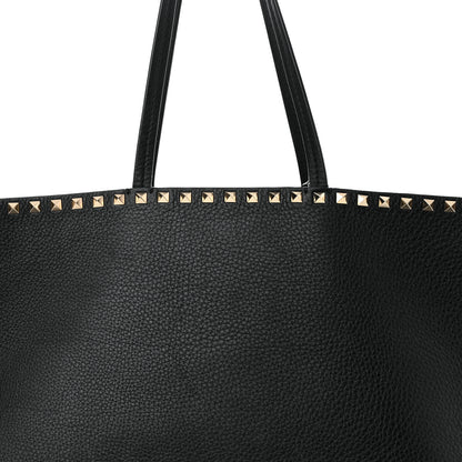 Valentino Garavani Grained Calfskin Rockstud Shoulder Tote Black 10 of 12