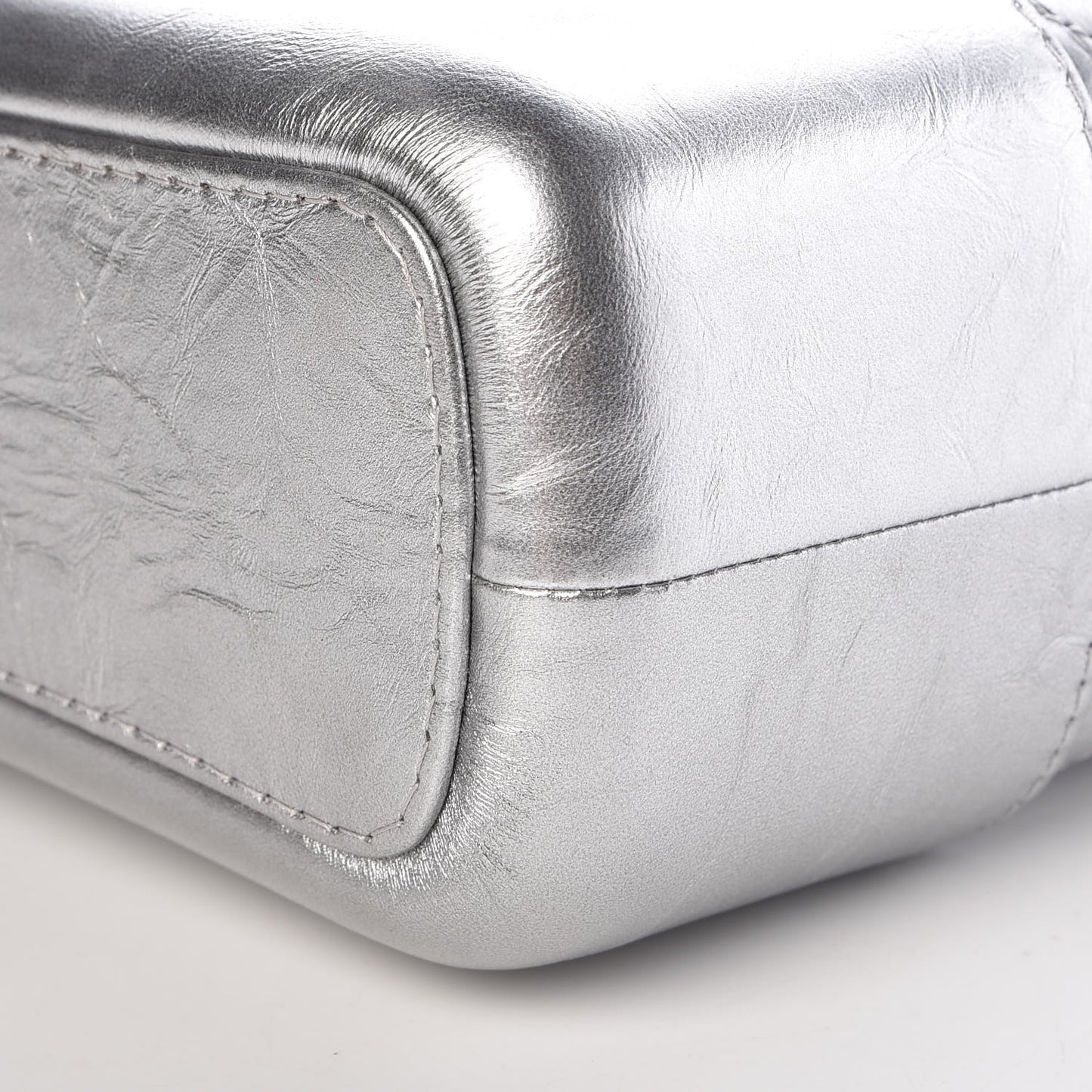 Metallic Lambskin Calfskin Quilted Medium Gabrielle Hobo Silver