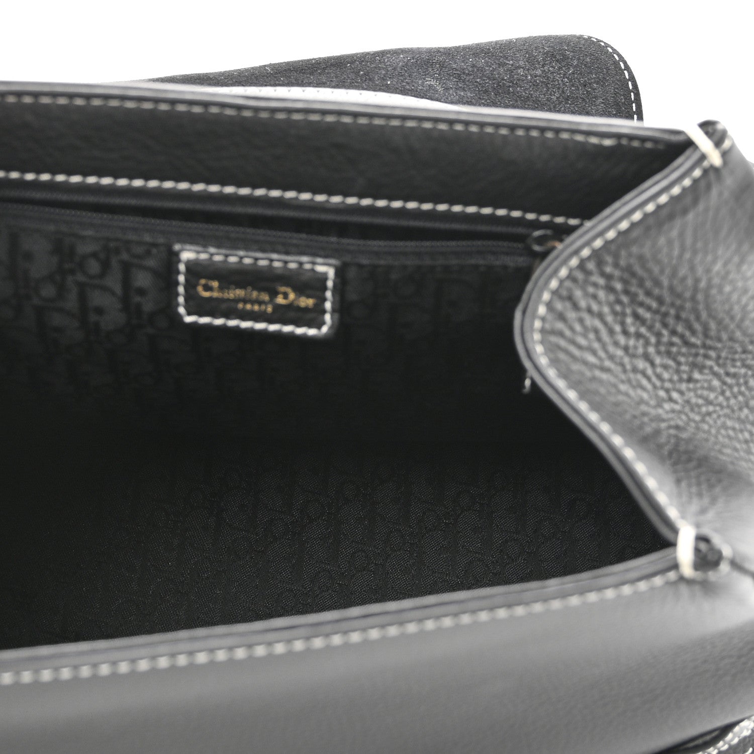 Christian Dior Calfskin Saddle Top Handle Satchel Black 5 of 10