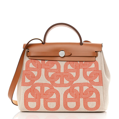 Hermes H Plume Canvas Vache Hunter Circuit 24 Herbag Zip Retourne 31 Orange Mecano Ecru Beige Naturel 2 of 11