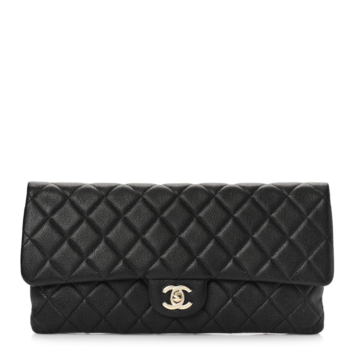 Caviar Quilted Flap Clutch Black
