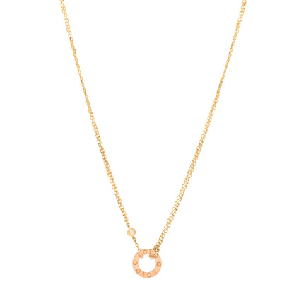 Cartier 18K Pink Gold 2 Diamond LOVE Necklace 1 of 6