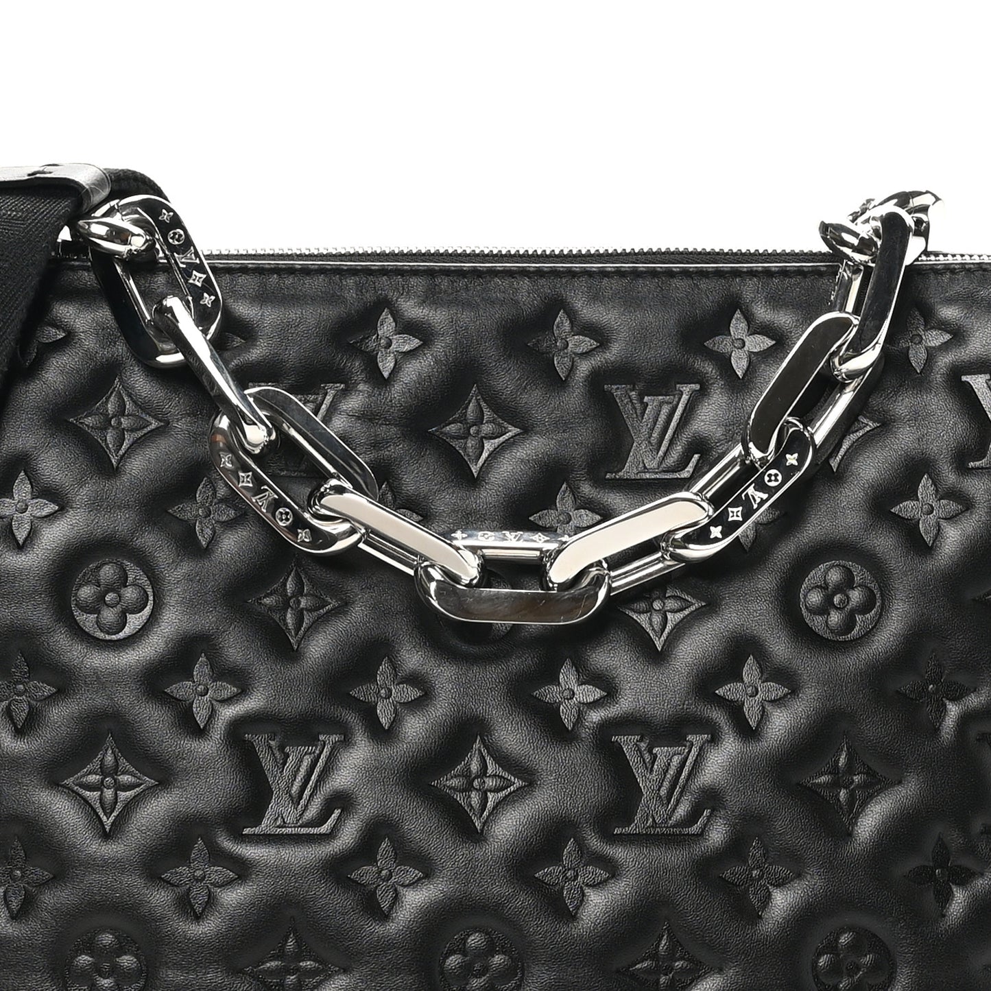 Lambskin Embossed Monogram Coussin MM Black