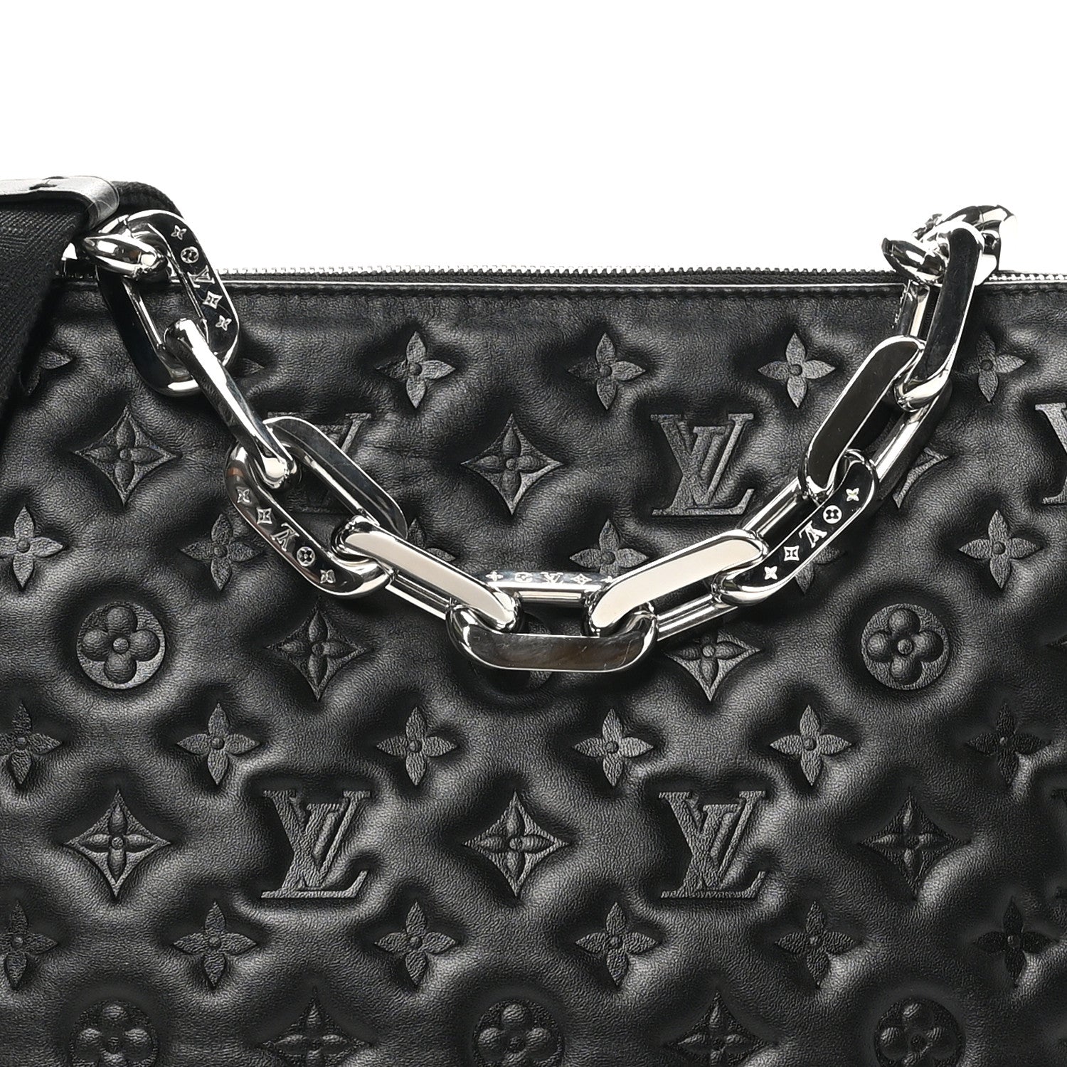 Louis Vuitton Lambskin Embossed Monogram Coussin MM Black 7 of 9