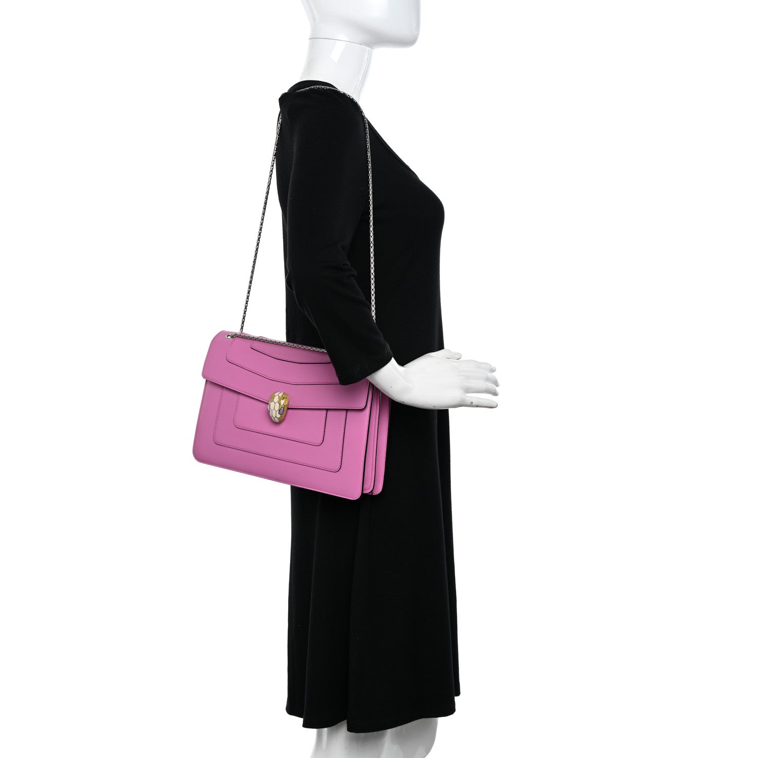 Bulgari Calfskin Serpenti Forever Shoulder Bag Pink 2 of 13