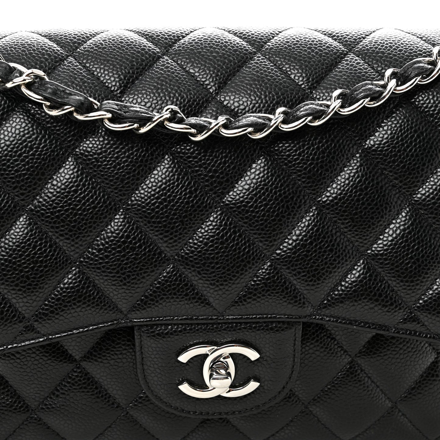 Caviar Quilted Jumbo Double Flap Black