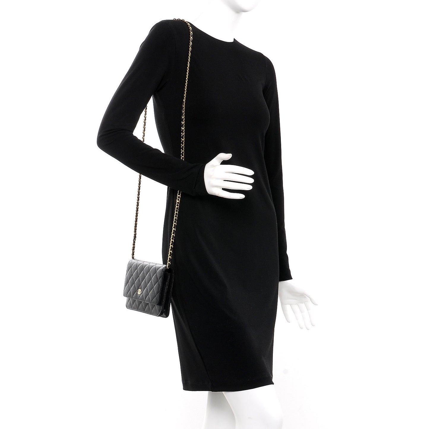 Caviar Quilted Wallet On Chain WOC Black