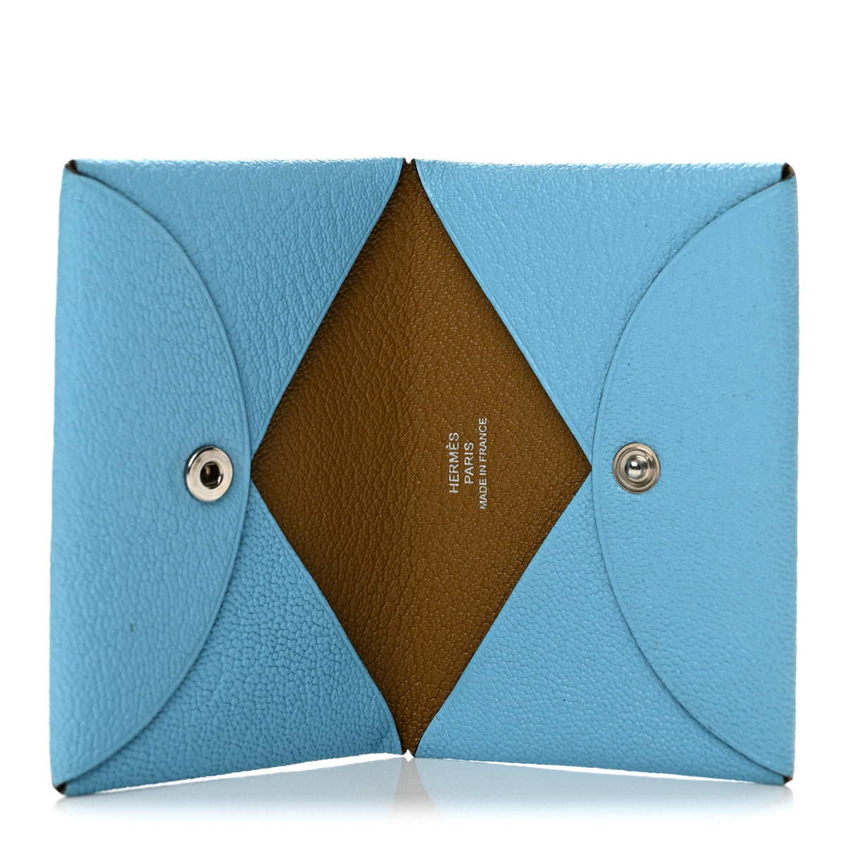 Chevre Mysore Verso Calvi Card Case Celeste Kraft