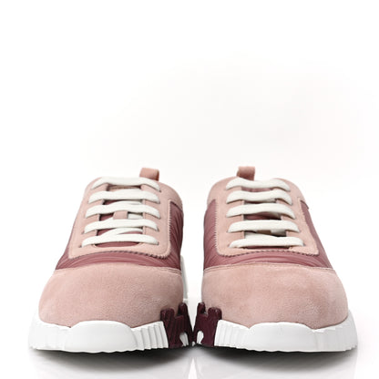 Hermes Parachute Fabric Suede Goatskin Bouncing Sneakers 37 Rose Rose Opaline 2 of 8