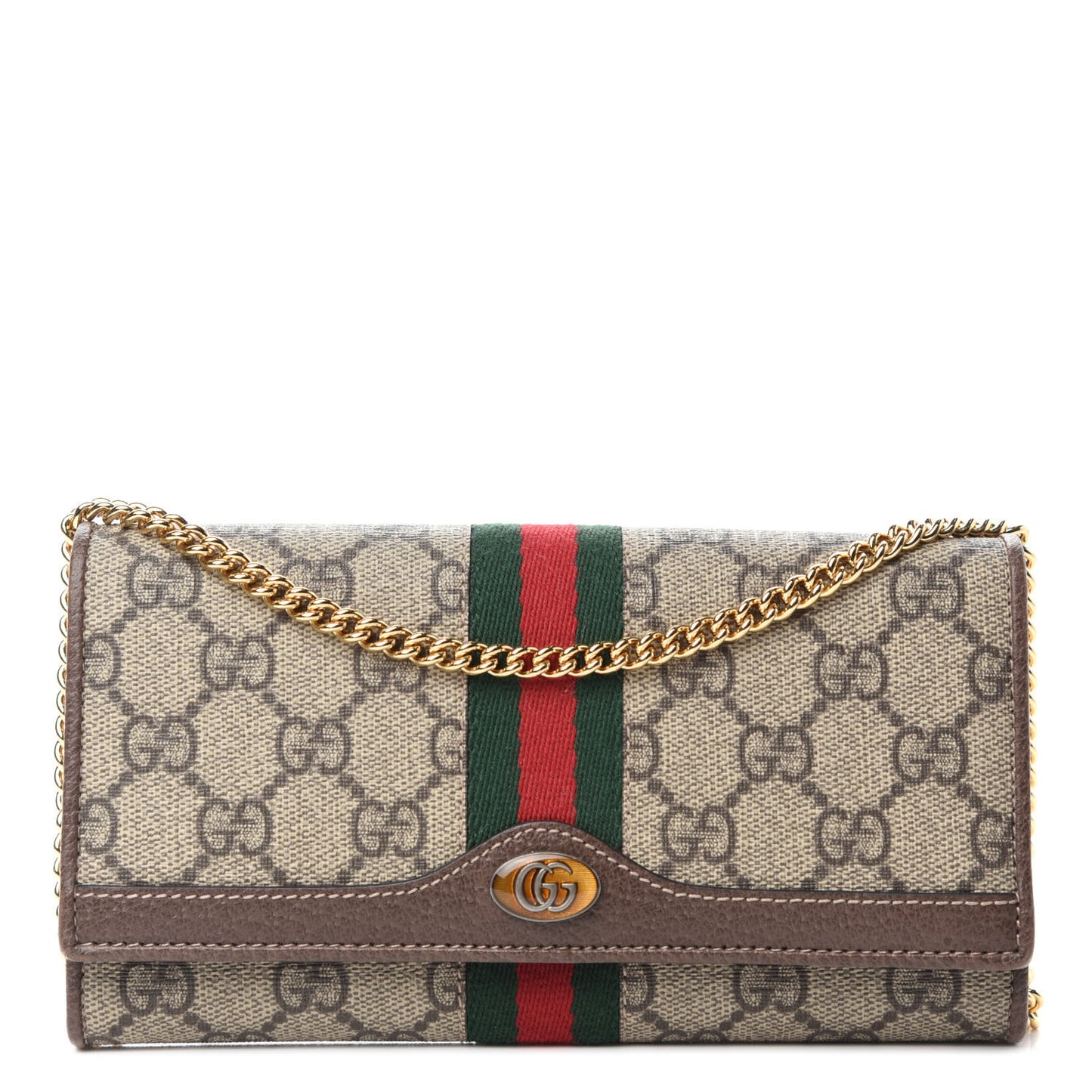 GG Supreme Monogram Web Ophidia Wallet On Chain Brown