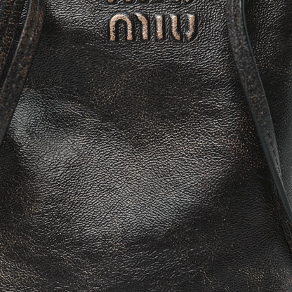 Miu Miu Distressed Nappa Pouch Coffee 7 of 9