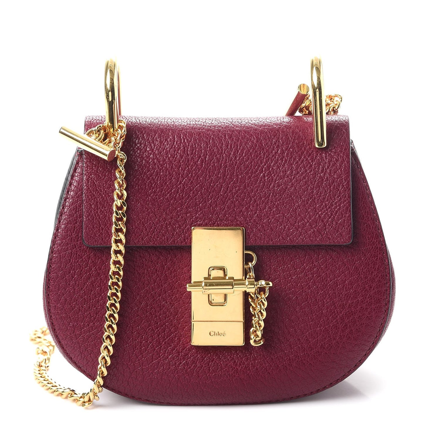 Grained Lambskin Nano Drew Shoulder Bag Wine Purple