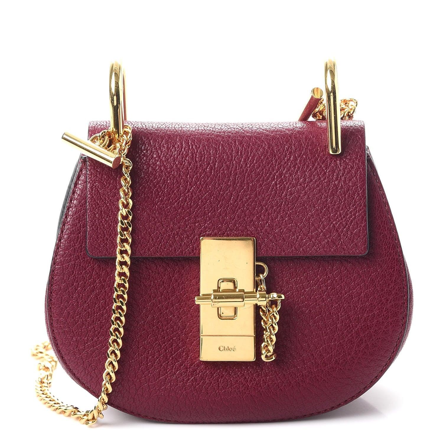 Chloe Grained Lambskin Nano Drew Shoulder Bag Wine Purple 1 of 10