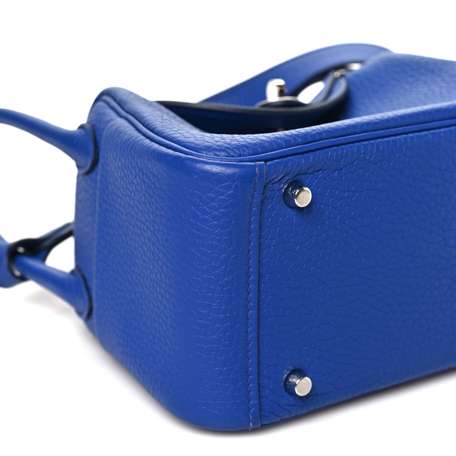 Hermes Taurillon Clemence Mini Lindy 20 Bleu Electrique 9 of 11