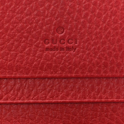 Gucci Pebbled Calfskin GG Marmont Card Case Hibiscus Red 5 of 7