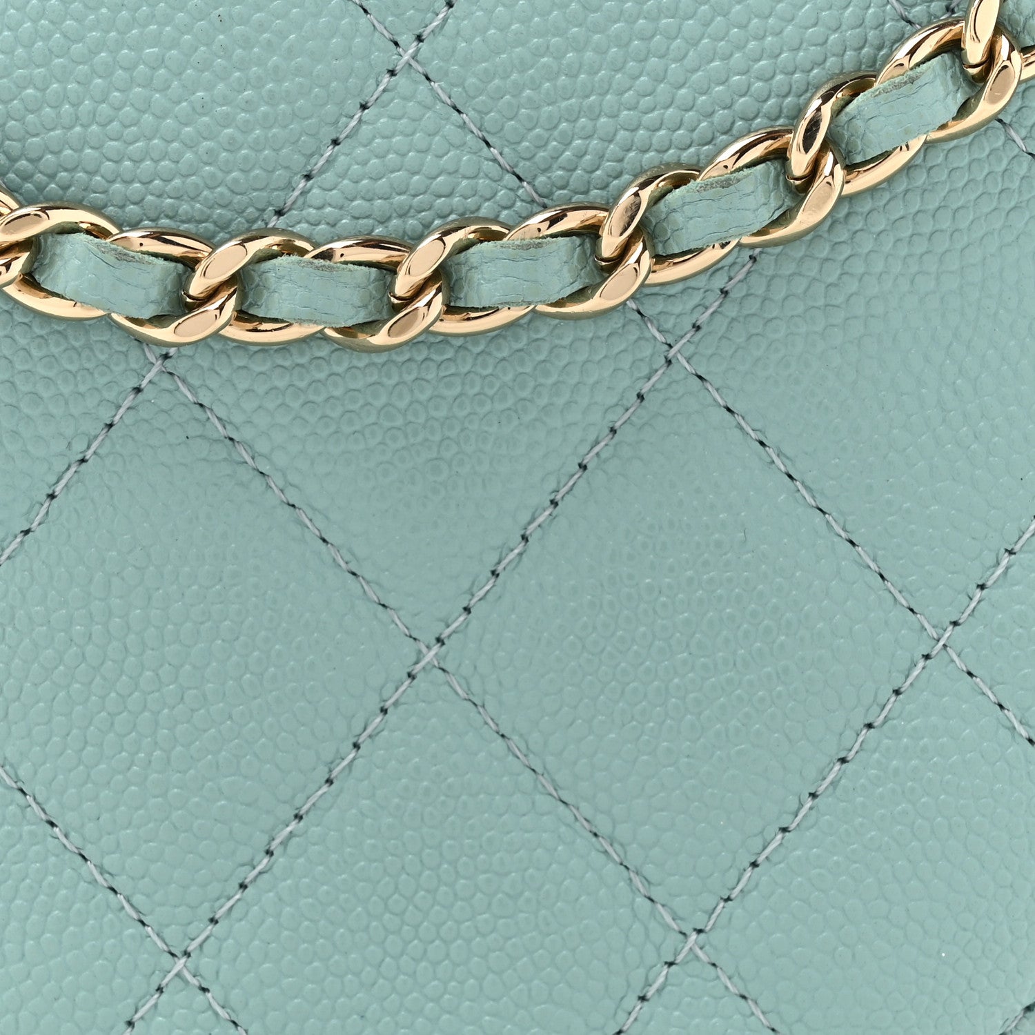 Chanel Caviar Quilted Round Clutch With Chain Light Blue 8 of 14