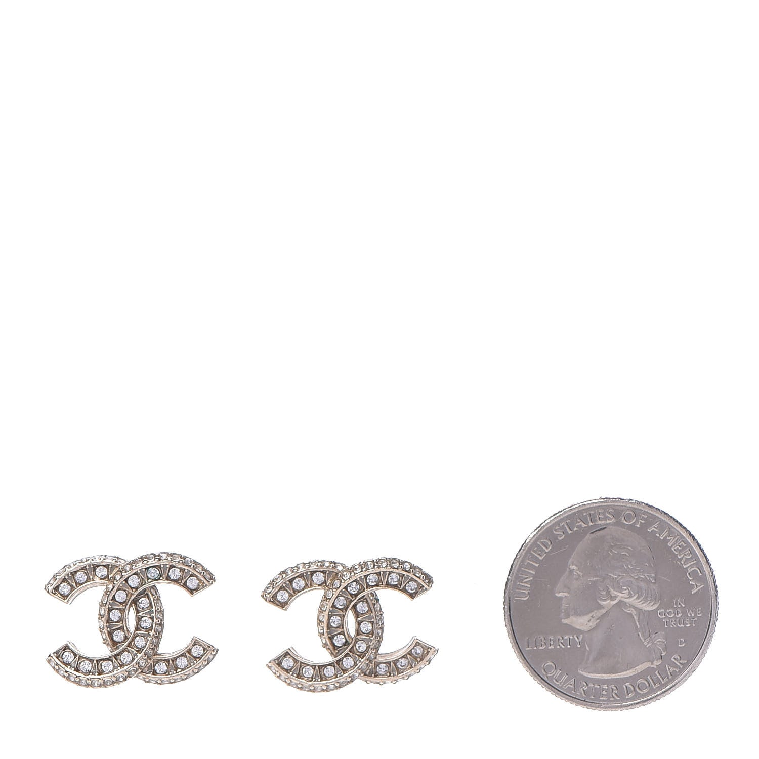 Chanel Crystal CC Earrings Light Gold 2 of 7