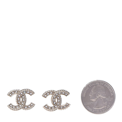 Chanel Crystal CC Earrings Light Gold 2 of 7