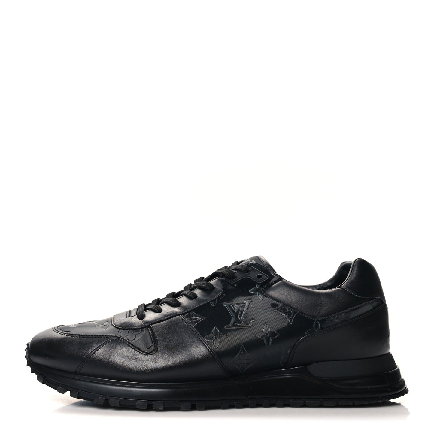 Iridescent Textile Monogram Calfskin Mens Run Away Sneakers 10 Black