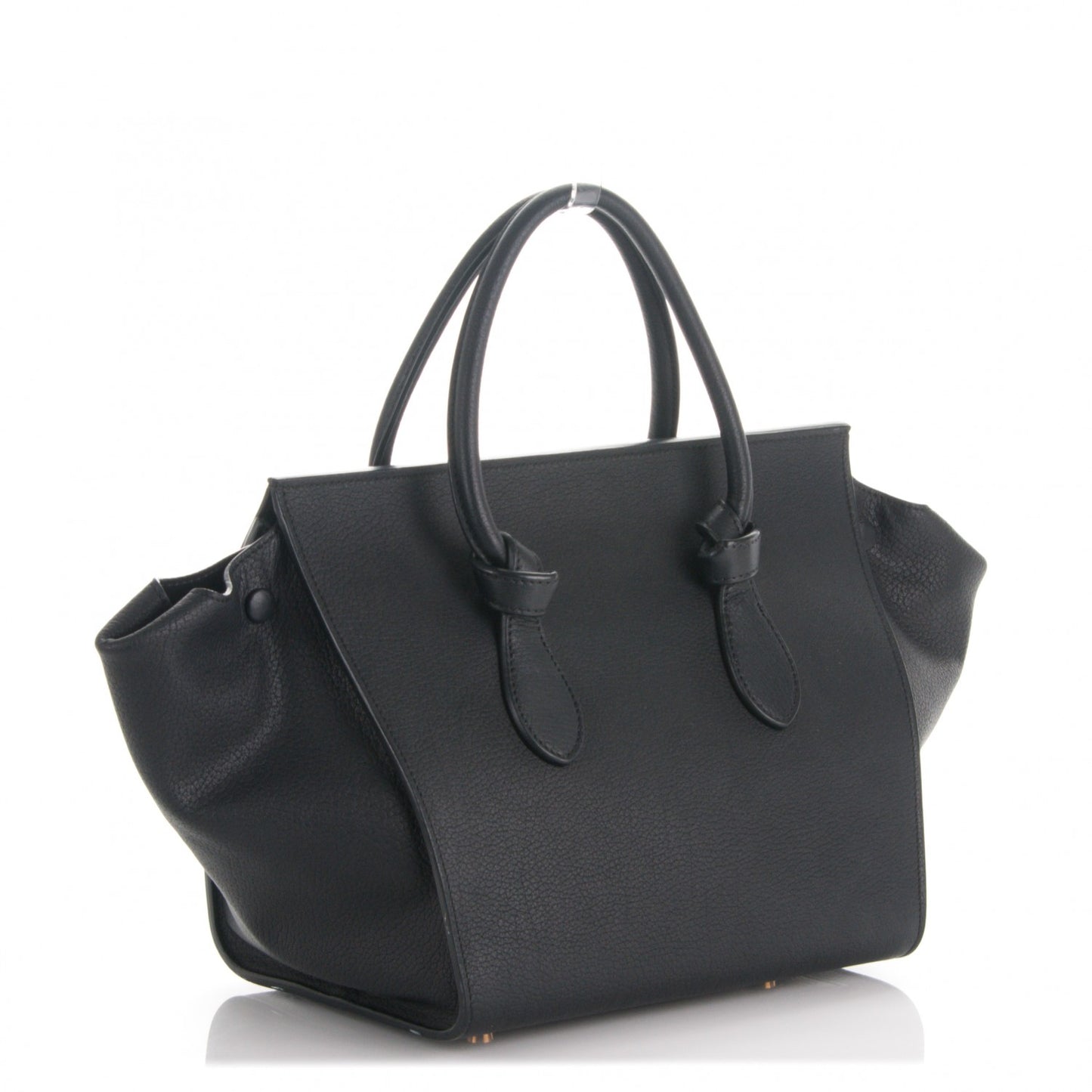 Crisped Calfskin Mini Tie Knot Tote Black