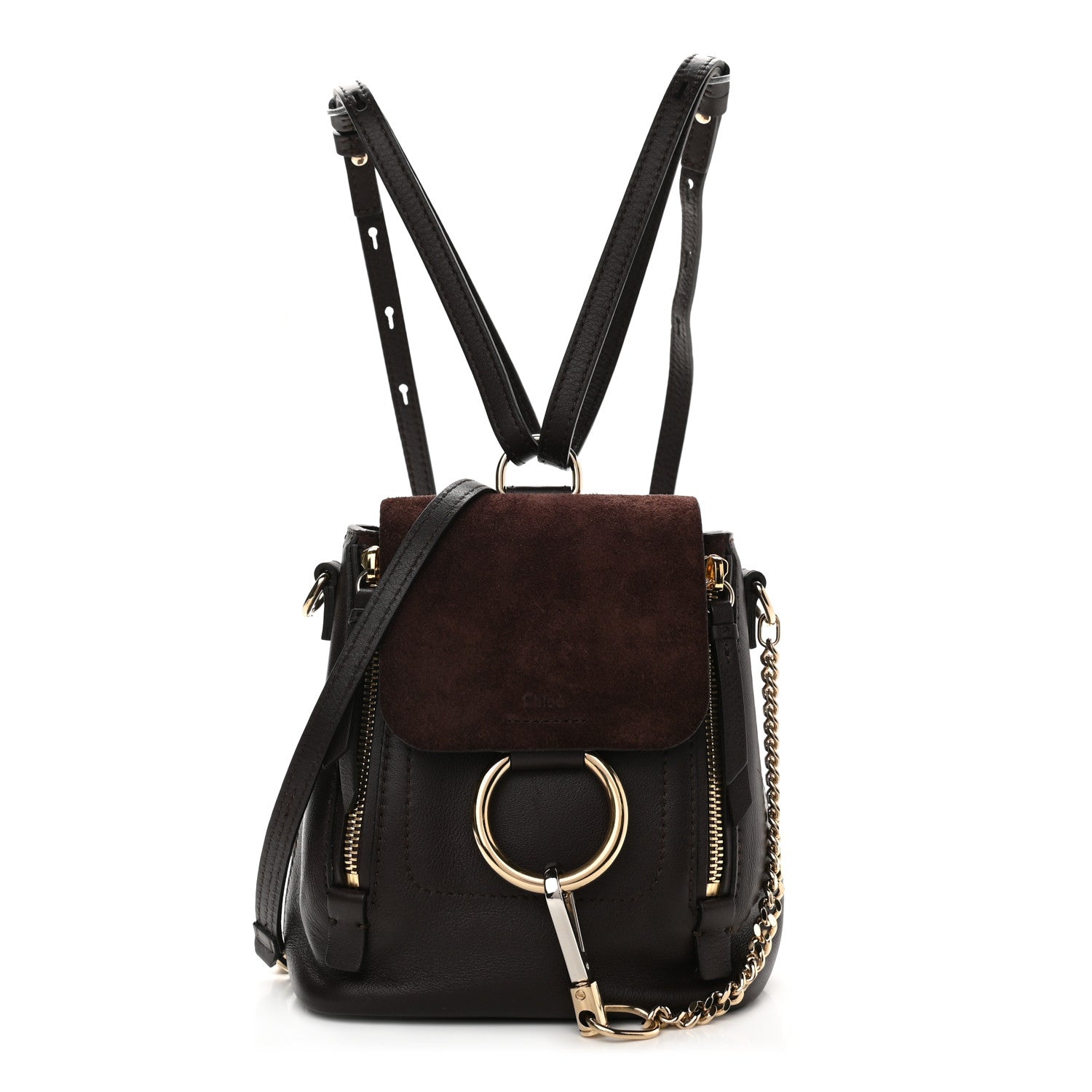 Chloe Suede Calfskin Mini Faye Backpack Carbon Brown 1 of 11