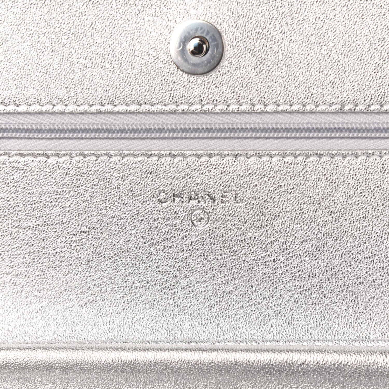 Chanel Metallic Lambskin Quilted Wallet On Chain WOC Silver 6 of 11