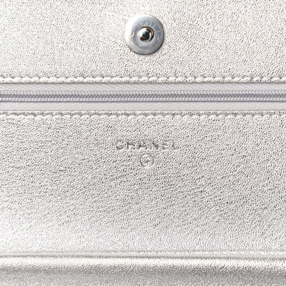 Chanel Metallic Lambskin Quilted Wallet On Chain WOC Silver 6 of 11