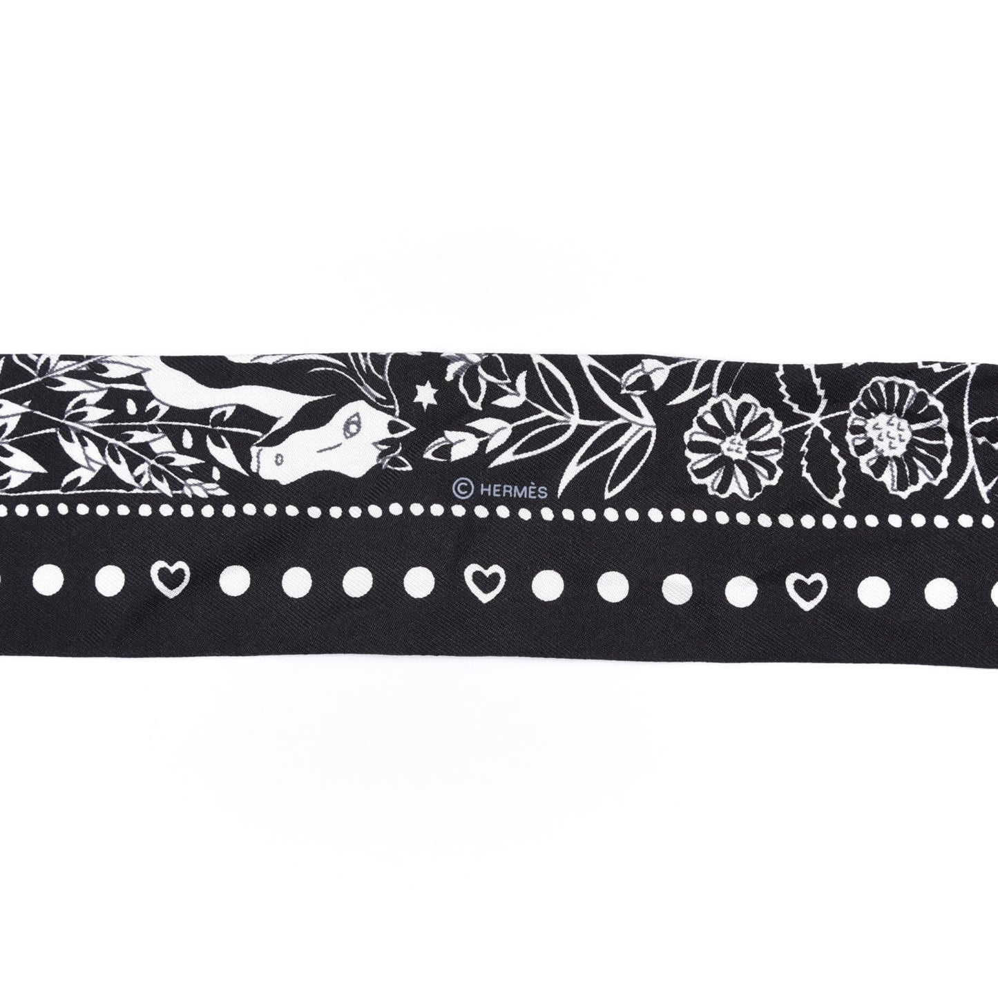 Silk Peuple Du Vent Bandana Twilly Black White