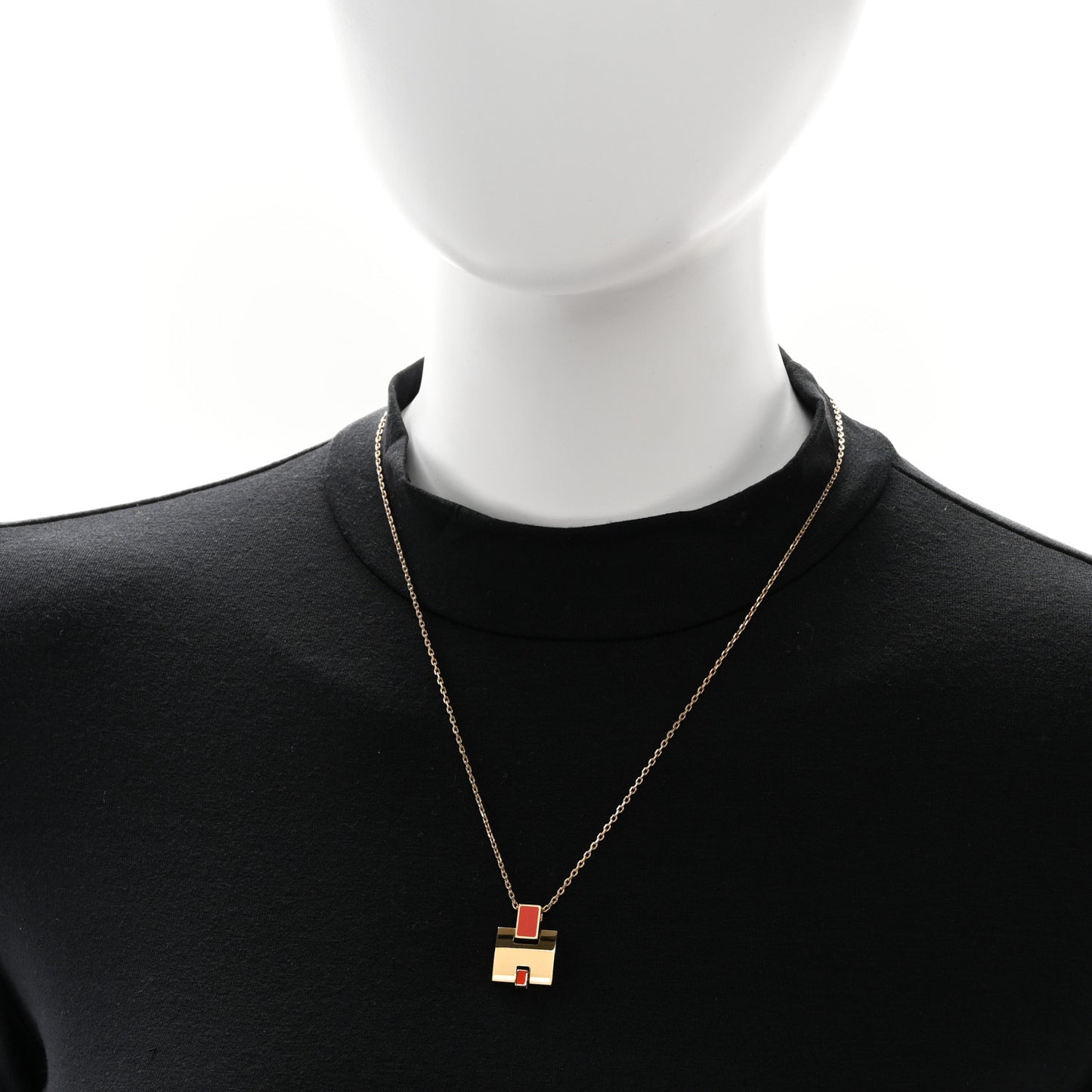 Gold Plated Lacquered Eileen Pendant Necklace Orange Fonce
