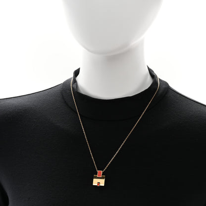 Hermes Gold Plated Lacquered Eileen Pendant Necklace Orange Fonce 2 of 6